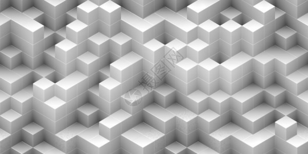 分解立方体无缝背景白色随机堆叠结构3D映射宽的艺术图片