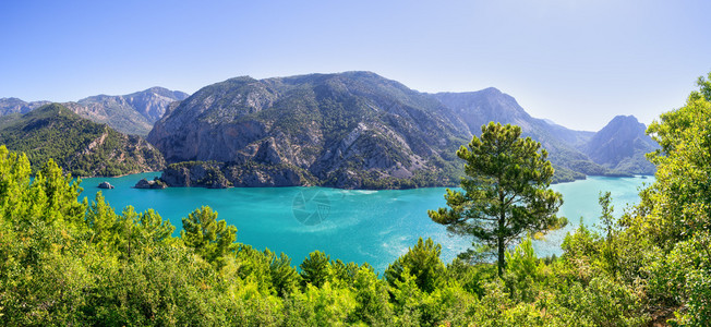 结石绿色峡谷夏季风景边绿峡谷全土耳其全景火鸡天蓝色图片