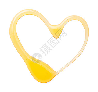 果汁食物金的白色背景中孤立的蜜蜂心脏形状飞溅图片