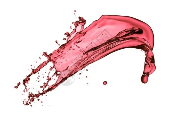坠落白底孤立的红葡萄酒喷洒海浪果汁图片