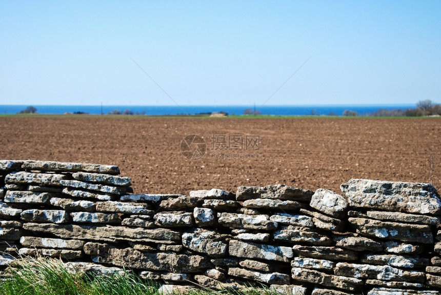 户外细节植被关于瑞典奥兰岛一块田地上座旧石墙的详情图片