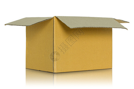 瓦楞纸盒产品包裹打开在白背景上孤立的纸板框包装设计图片