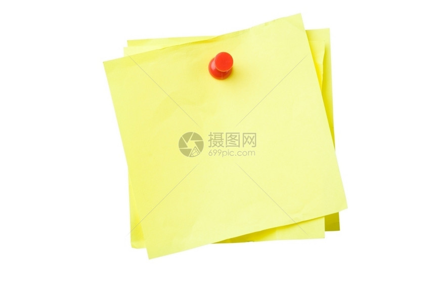 白色背景与剪切路径隔离的黄色粘贴笔记告诉床单物品图片