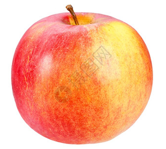 夏天白色的背景红黄苹果单独一个红色黄苹果关闭摄影棚橙背景图片