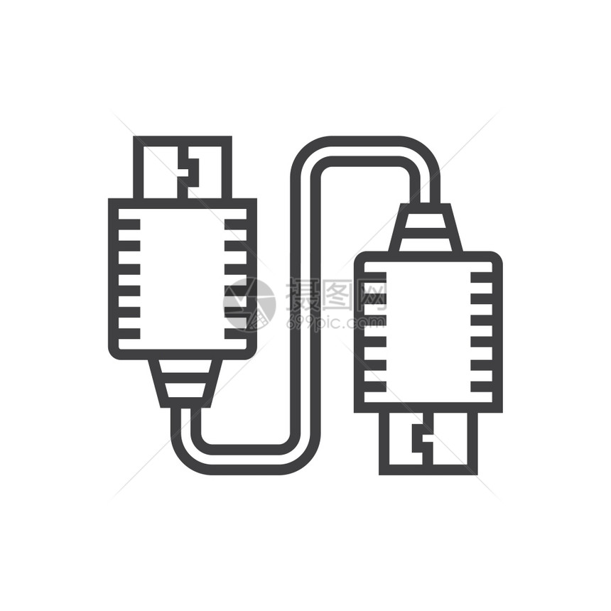 电子的插头双USB适配器图标连接图片