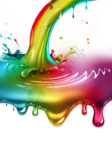 彩虹画飞溅概念设计流动的体液颜色图片