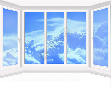 上悬窗云季节如画俯视天堂的塑料窗孤立俯视蓝色美丽的天空仰望白色的美丽天空隔离在白色上设计图片