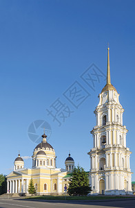 塔支柱俄罗斯雅拉夫地区Rybinsk的彼得和保罗大教堂与贝利图片