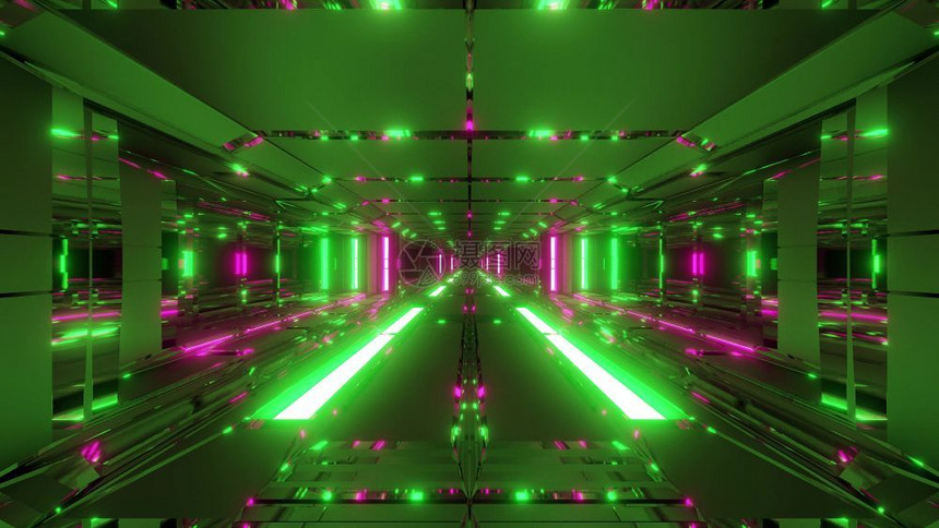 外星人发光的未来Scifi的3D建筑使无尽的未来科学ficific科学fiction空间隧道走廊3d型背景壁纸与热金属相配的3号图片