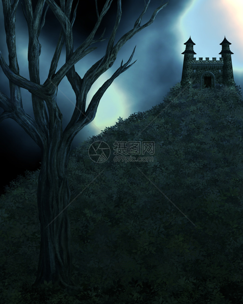领域树木人物黑暗幽鬼仙洞背景图片