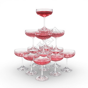 插图庆典葡萄酒盛满玫瑰香槟杯和剪切路由A图片