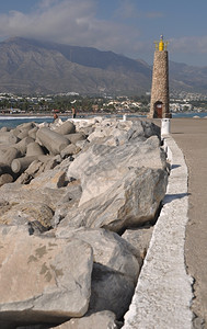 航海的滩指导西班牙巴努斯马贝拉港著名灯塔图片