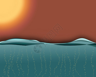 带泡和沙焦太阳光照背景的清水波新鲜灼热红色图片