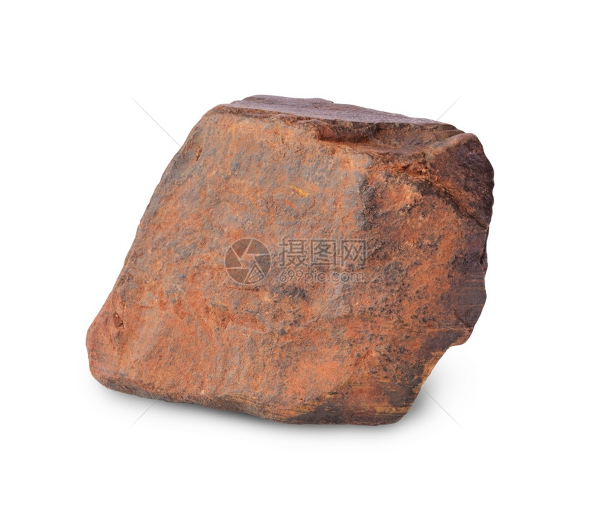 生的氧化物结石白色背景上分离的铁矿石块图片