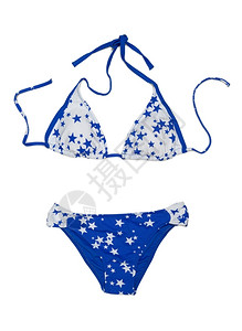 时髦游泳衣单身的蓝色星时尚泳衣Bra和内裤白色图片