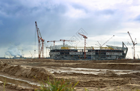 建成体育场设施初期体育施建初期体育场建设结构蓝色的图片