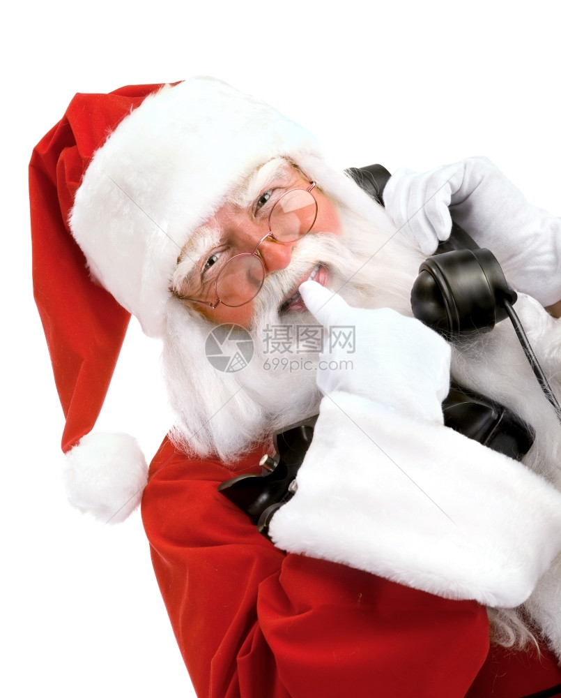 问候羞耻调情圣诞老人在电话上说常设人们图片