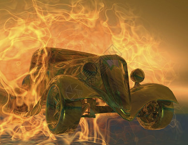 写实主义燃烧的汽车可视化图片