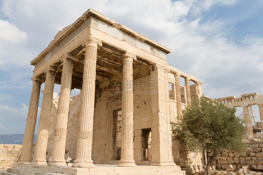 建筑学希腊雅典大都会的寺庙和橄榄树希腊古典文明图片