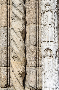 建筑细节西班牙圣地亚哥的孔波斯特拉大教堂外墙遗产建筑的卡米诺图片