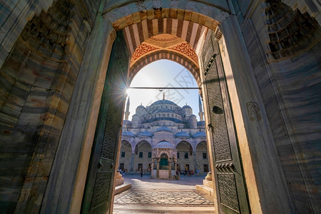 索菲亚土耳其伊斯坦布尔Sultanahmet清真寺蓝色旅行图片