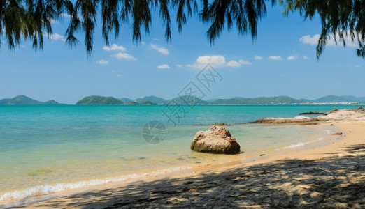 泰国热带海滩岩石泰国干净的岛叶子图片