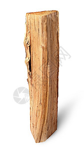 自然木制的白色背景上垂直隔离的单根木柴原行业图片