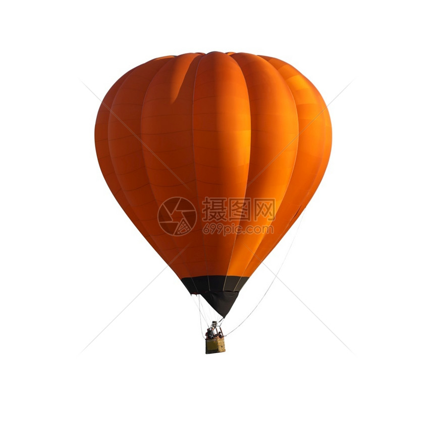 以白色背景隔离的橙热气球与孤立的橙热气球分离的橙热明亮心骑图片
