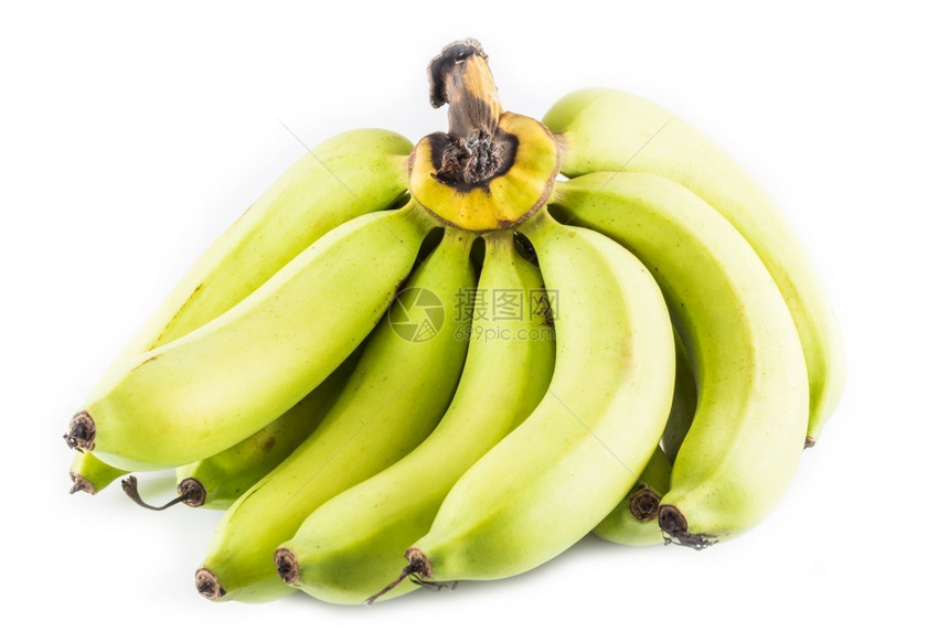 目的分支剥白色背景的绿香蕉袋色图片