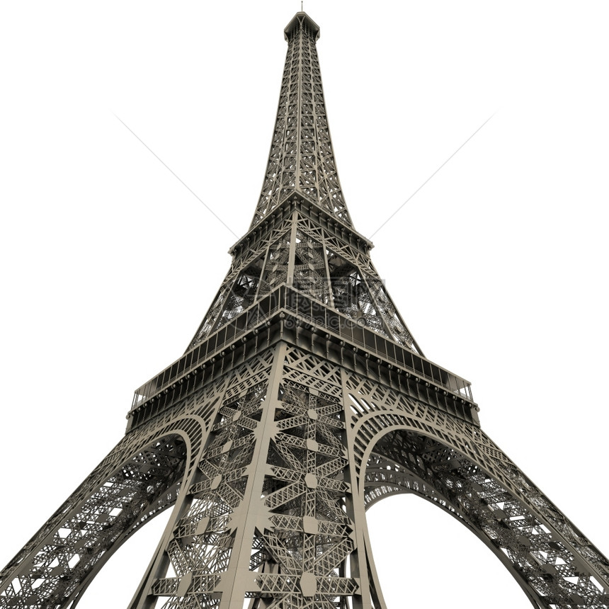 环游世界机构法国巴黎埃菲尔铁塔的宽角视野从塔底向上仰望远在塔底法语图片