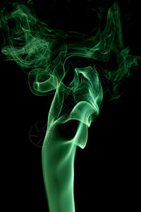 曲线抽烟创造力黑色背景的绿抽象烟雾Name图片