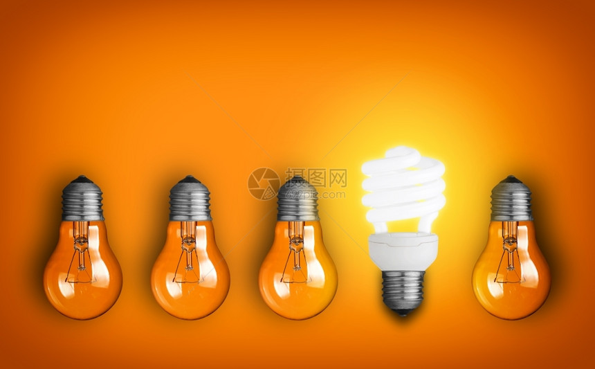 电气用一排灯泡构思概念电有创造力的图片