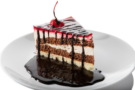 起司美味蛋糕巧克力饼孤立在白底幕上可口奶油的图片