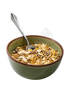 小麦筹码用勺子配一碗慕叶斯利食物图片