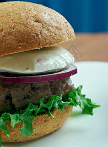 美国人起司绿色终极希腊汉堡希腊风格的美味牛肉汉堡图片