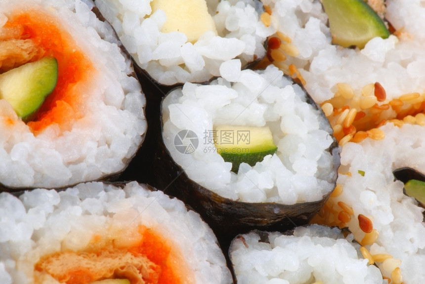 文化日本素食寿司卷紧贴上牛油果亚洲图片