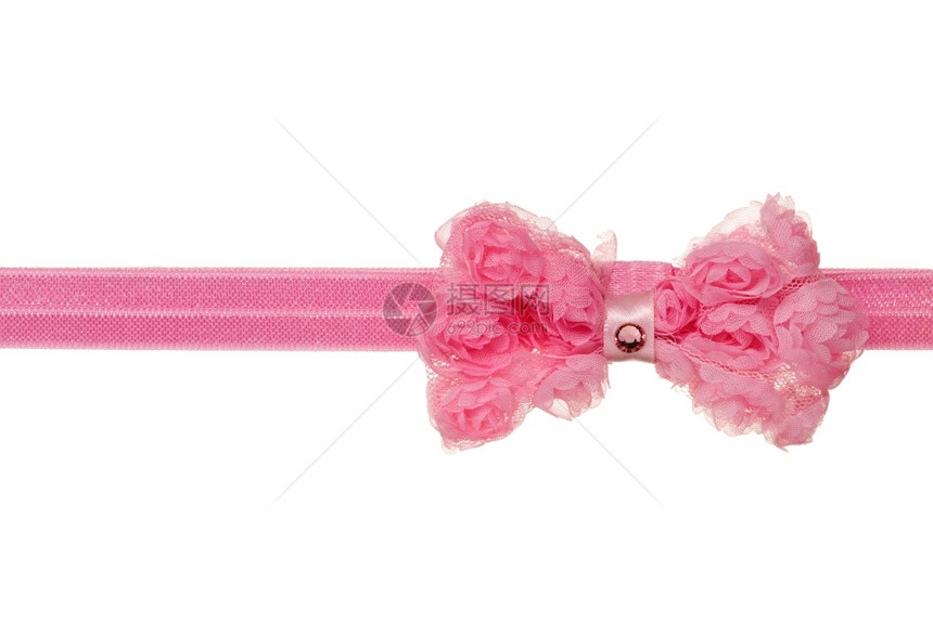 庆典礼物白背景上孤立的粉色丝带弓天图片