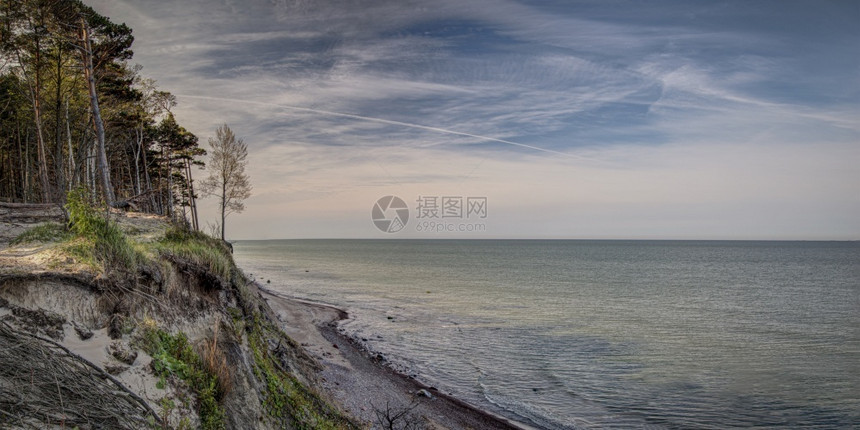 海岸线春天荷兰人Cap是一座山丘有24米高的虚张声势位于立陶宛海滨区域公园靠近Karkle和波罗的海岸Giruliai以北2公里图片