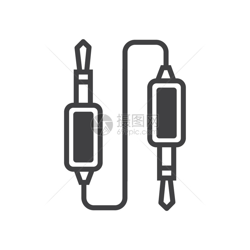 电子的缆双音频适配器BB图标电图片