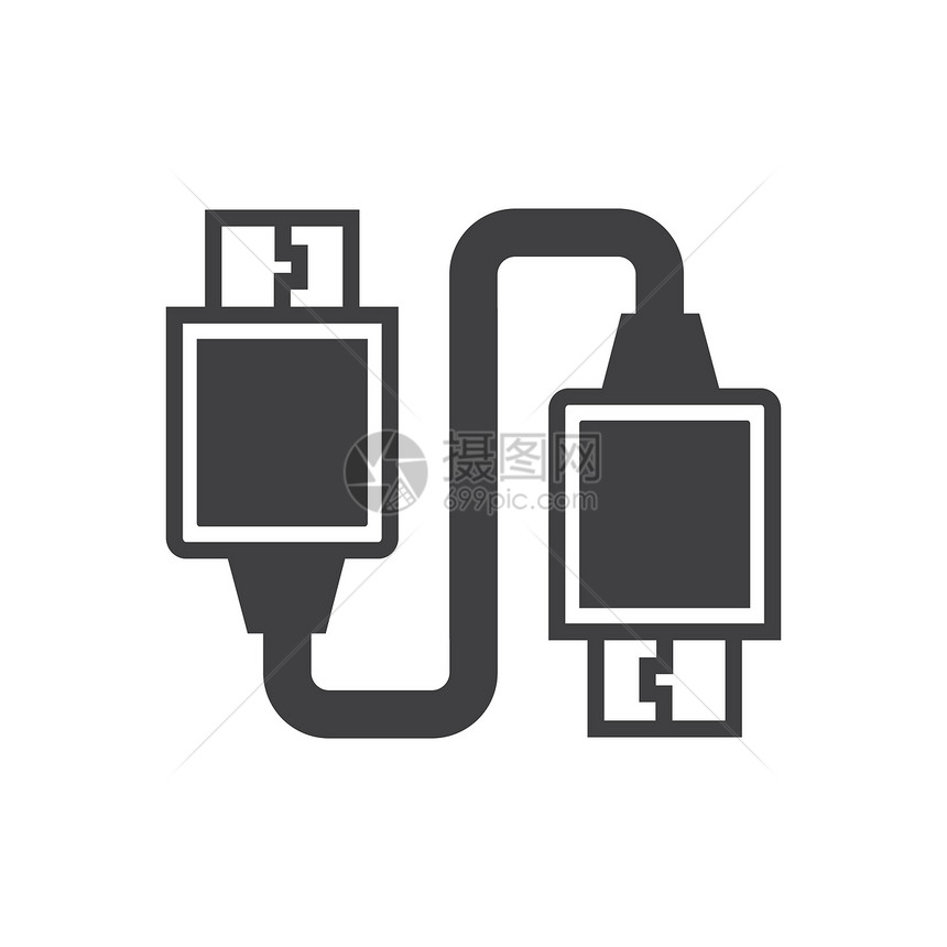 双USB适配器黑色图标网络收费黑色的图片