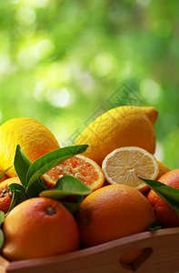 木制篮子柑橘水果柠檬新鲜的橙图片