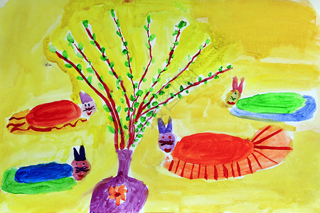 爬行水滴彩色儿童绘制蜗牛和花瓶朵绘画色彩儿童螺和花生活图片