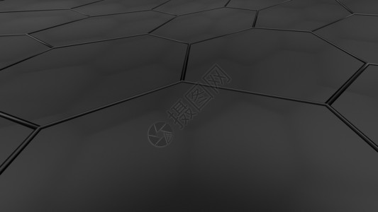金属的黑色蜂窝三维背景3d插图商业六边形图片