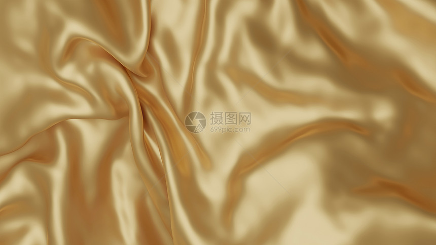 布料复制空间为3D的黄金布面背景质地光滑的图片