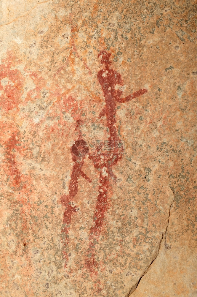 非洲历史象征Bushmensan描绘人类物的岩石绘画南非图片