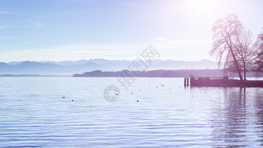 Tutzing的Starnberg湖景图像户外青天空图片