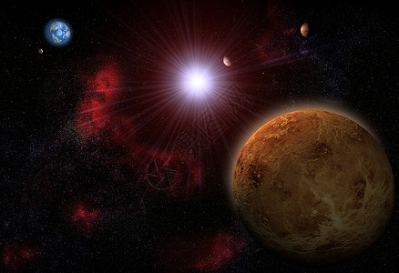 丰富多彩的汞星系3D太阳与金星水地球月和火星的3D转化背景图片