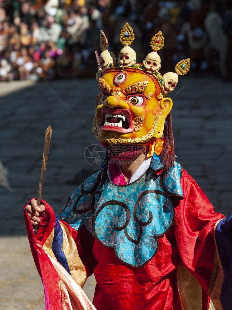 宗教的帕罗不丹王国ParoTsechu在ParoTsechu的面具舞蹈Tshechus是佛教Kagyu学校Drukpa教界的宗节图片