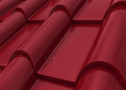 红屋顶卵石结构体白色背景上孤立的屋顶牌砖3d插图红色的设计图片