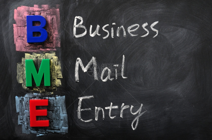 颜色刮黑板上商业邮件输入BME的缩略语象征图片